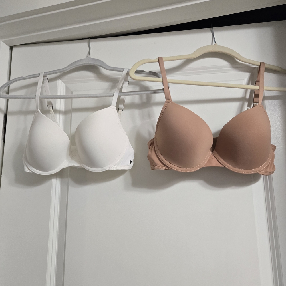 Women's White and Tan Bras
